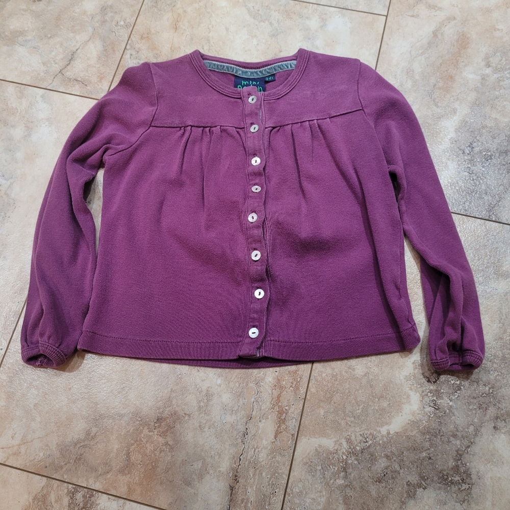 Mini Boden Plum Cotton Cardigan 3/4yr
